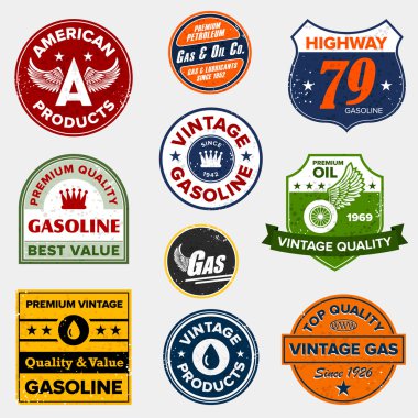 Vintage retro gas signs clipart