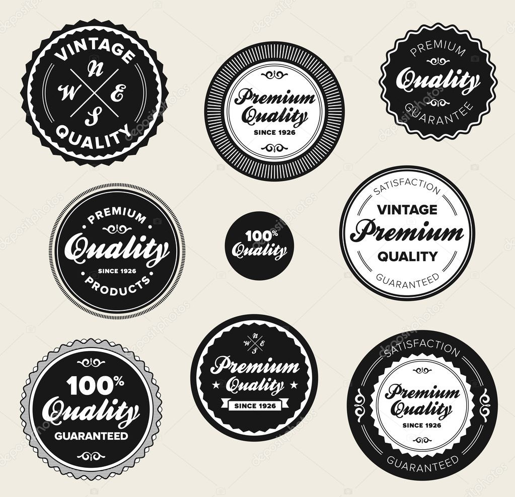 Vintage premium quality badges — Stock Vector © emberstock #7979160