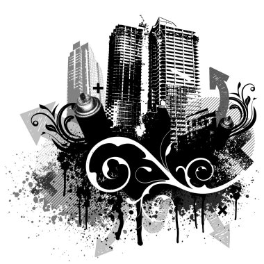 Black grunge city clipart