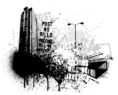 Grunge city design clipart