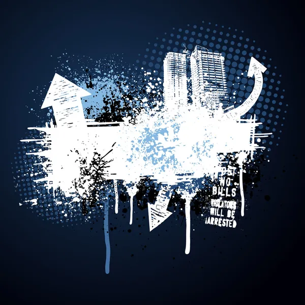 Grunge city frame bleu foncé — Image vectorielle