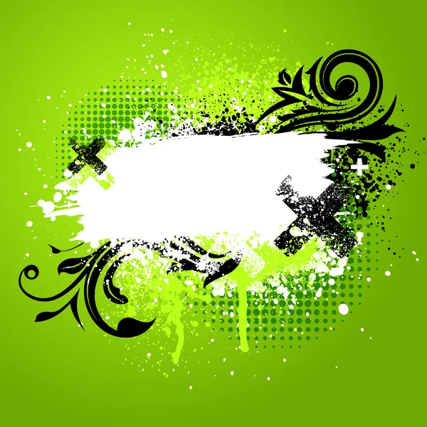 stock vector Green floral paint splatter