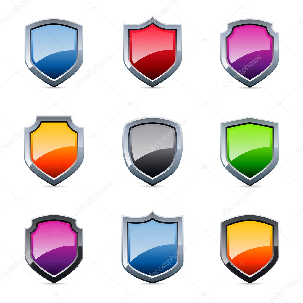 Glossy shield icons