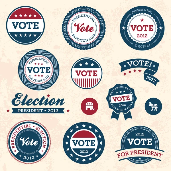 Distintivi elettorali vintage — Vettoriale Stock