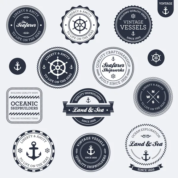 Vintage deniz etiketleri — Stok Vektör