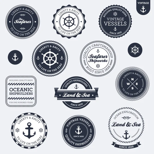 Etiquetas náuticas vintage — Vetor de Stock
