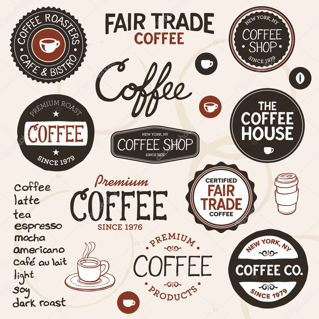 Vintage coffee labels and lettering