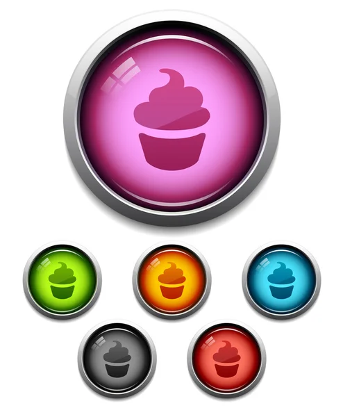 Cupcake icono del botón — Vector de stock