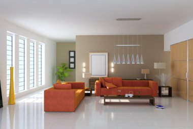 3d modern living room clipart