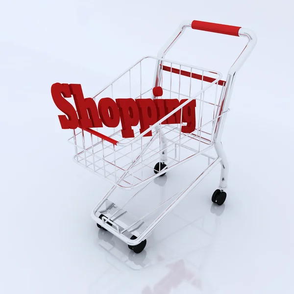 3D Warenkorb mit Shopping-Charakteren — Stockfoto