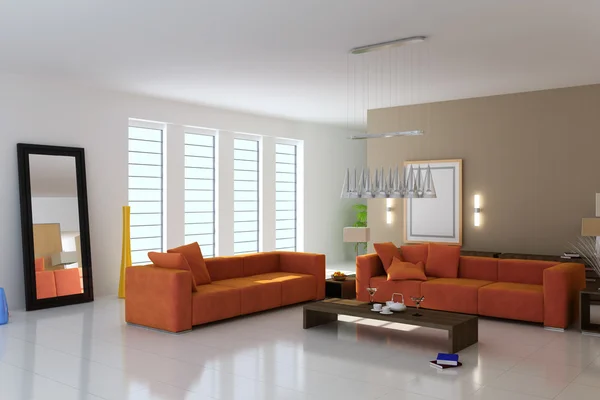3d moderna sala de estar — Fotografia de Stock