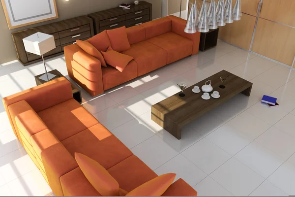 3d moderna sala de estar —  Fotos de Stock