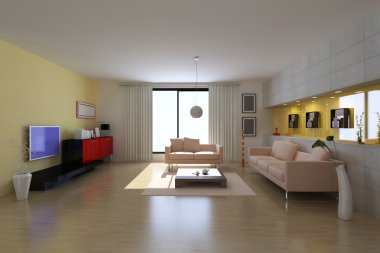 3D render modern oturma odası