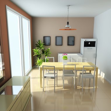 3D modern yemek odası