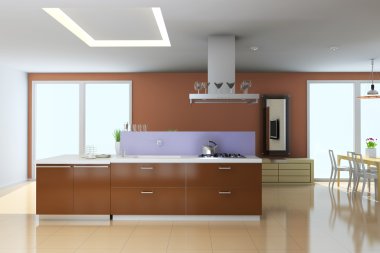 3d modern kitchen clipart