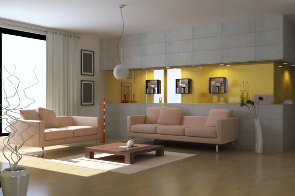 3d tornar moderna sala de estar — Fotografia de Stock