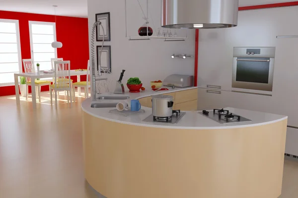 Dapur modern dan ruang makan — Stok Foto