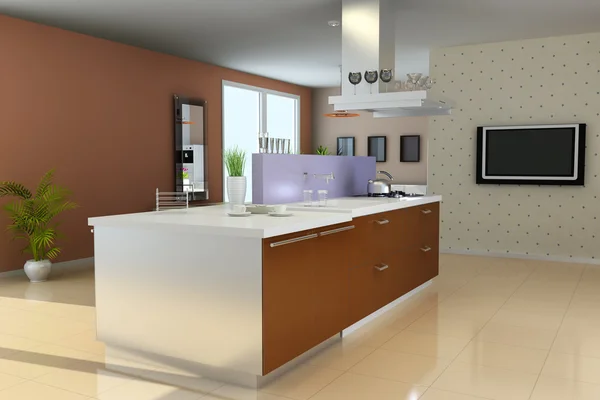 3D-moderne keuken — Stockfoto