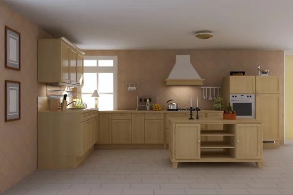 Kuchnia klasyczna renderowania 3D — Zdjęcie stockowe