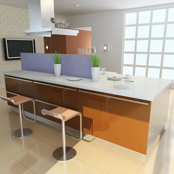 3d cozinha moderna — Fotografia de Stock