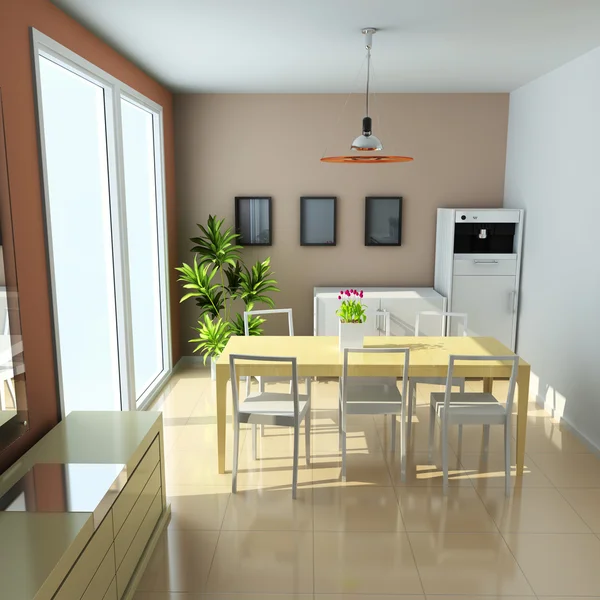 Ruang makan modern 3d — Stok Foto