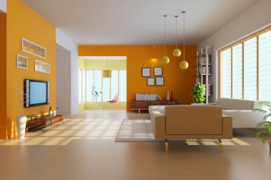 3d render modern living room clipart