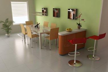 3D modern yemek odası