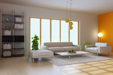 3D render modern oturma odası