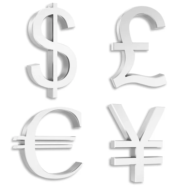 stock image Silver dollar,pound,euro,yuan signs