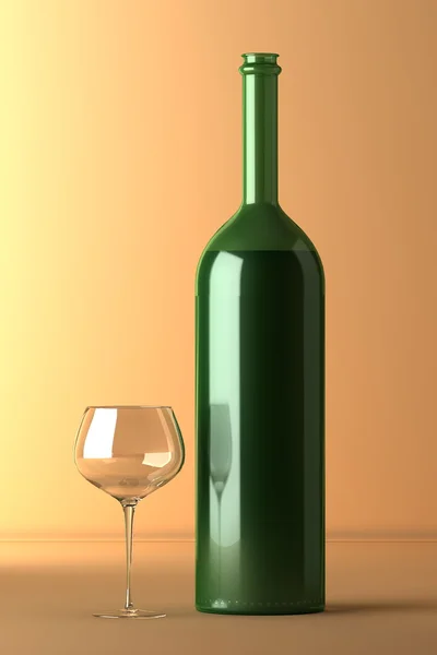Egy borosüveg és egy kupa — Stock Fotó
