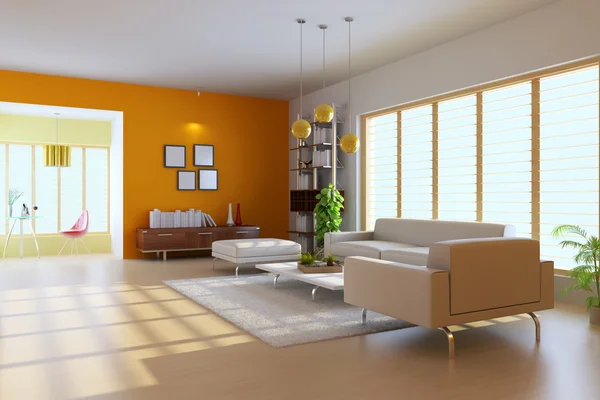 3D render modern oturma odası — Stok fotoğraf