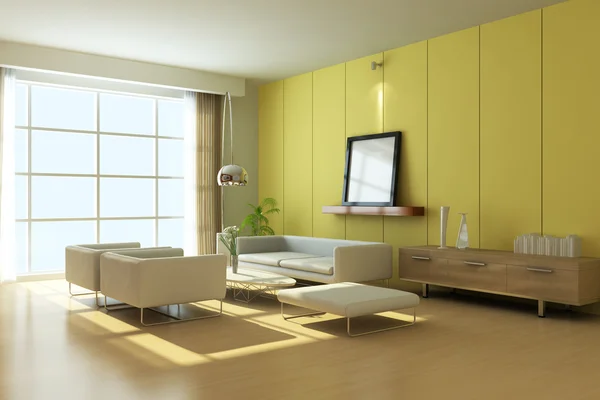 3D vykreslení moderní obývací pokoj — Stock fotografie