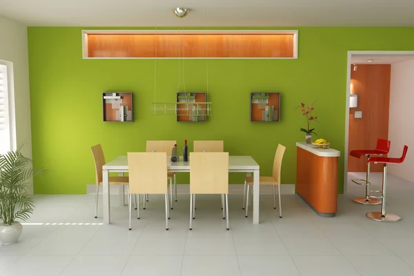 3d moderna sala de jantar — Fotografia de Stock