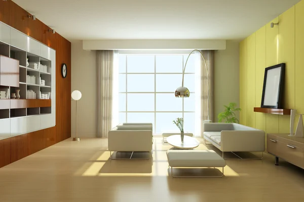 3d renderizar moderna sala de estar —  Fotos de Stock