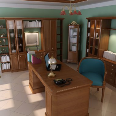 Luxury classic study room clipart