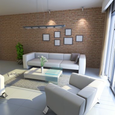 3D render modern oturma odası