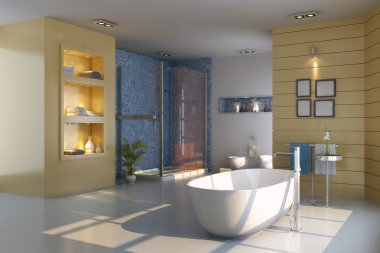 3D render iç modern banyo
