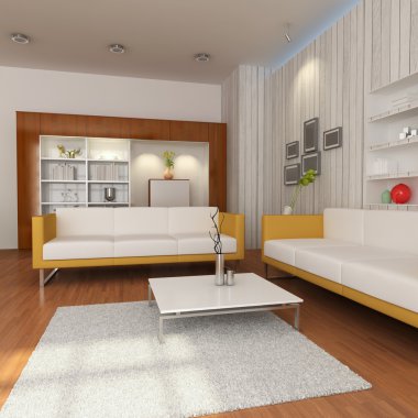 3D render modern oturma odası