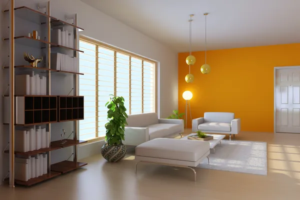 3D render modern oturma odası — Stok fotoğraf