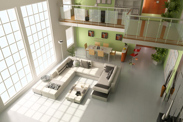 Modern living room.3d render