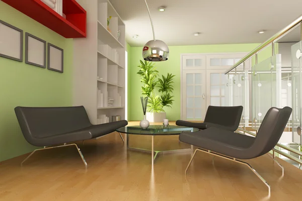 3D modern oturma odası — Stok fotoğraf
