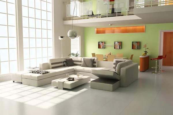 3D modern oturma odası — Stok fotoğraf