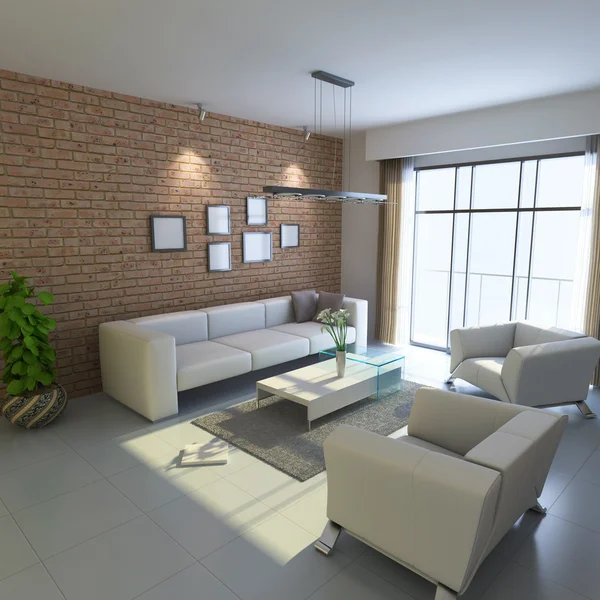 3d renderizar moderna sala de estar —  Fotos de Stock