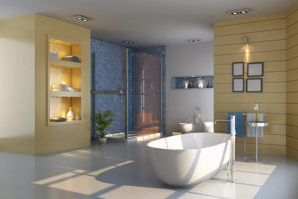 3D render iç modern banyo — Stok fotoğraf