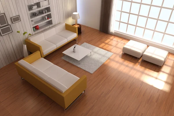 3D render modern oturma odası — Stok fotoğraf