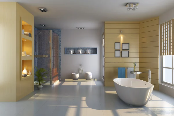3d 呈现内部的现代化的浴室 — 图库照片