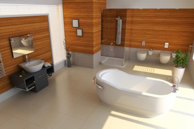 3d render modern bathroom clipart