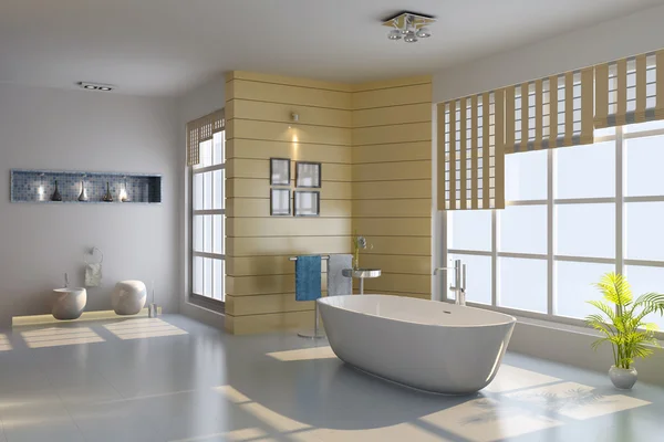 3d 呈现内部的现代化的浴室 — 图库照片