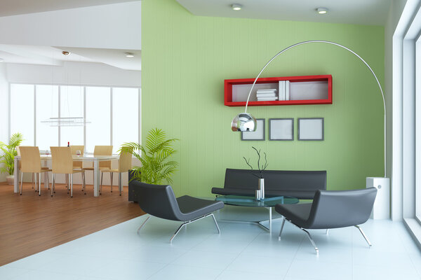 Living room with modern style.3d render