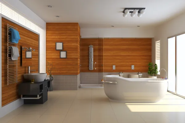 3d 呈现现代浴室 — 图库照片